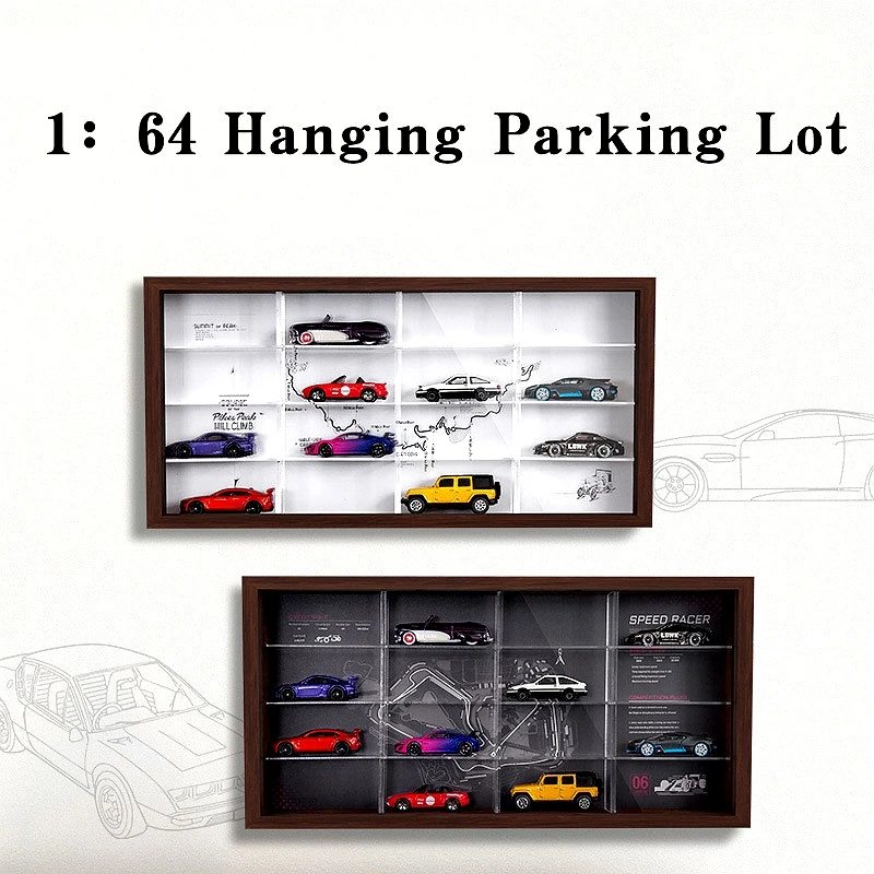 

MOREART 1:64 Hanging Parking Lot Car display stand dustproof acrylic wall decoration garage scene storage box toyscar model