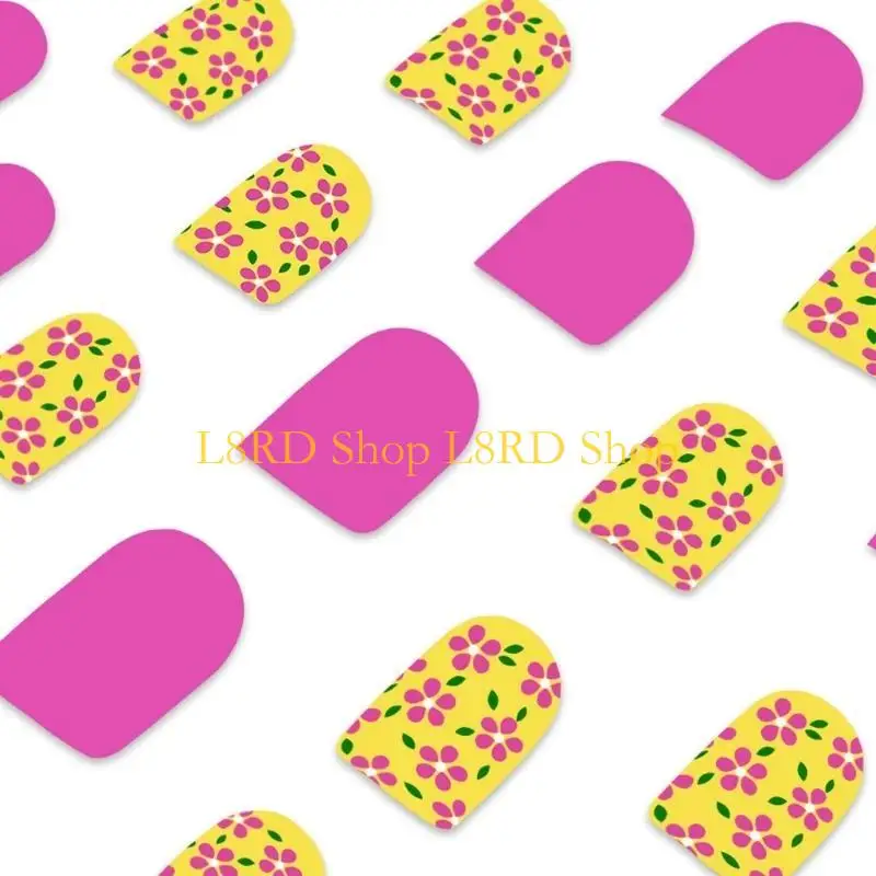 L8rd 24pcs Druk op Nagel Square lijmen op nagel Franse nep nagelontwerpen valse nagel kunstmatige nagelcadeaus voor vrouwen en