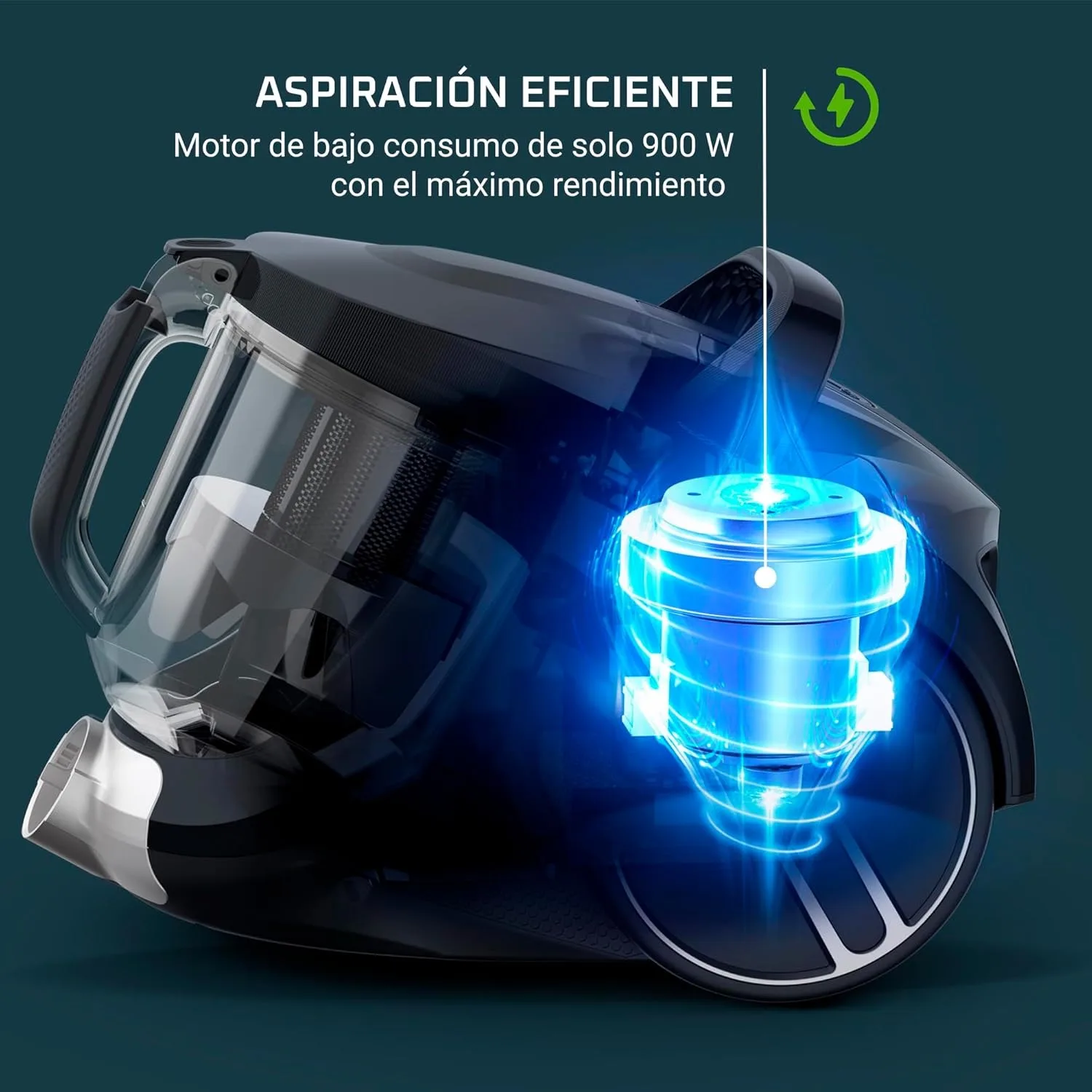 Aspiradora sin bolsa, motor de bajo consumo, 900 W,  depósito de suciedad extragrande de 2,5 L, compacta, animal care