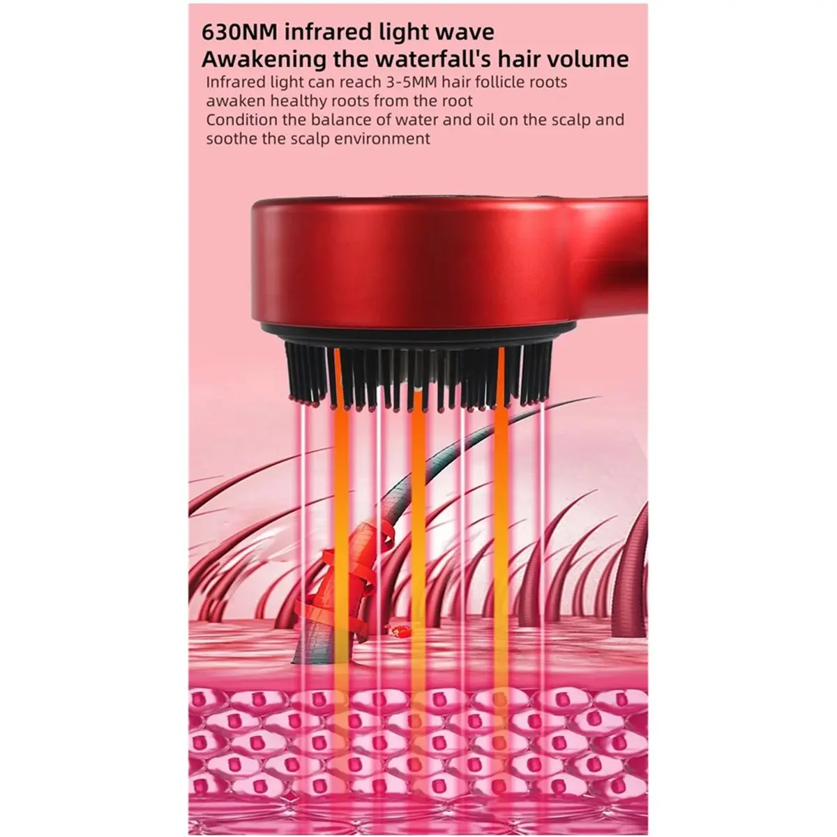 HowAA87 Women'S Red Light Power Generation Comb Hair Scalp Massage Styling Tool Electric Introduction Scalp Detection Easy Use