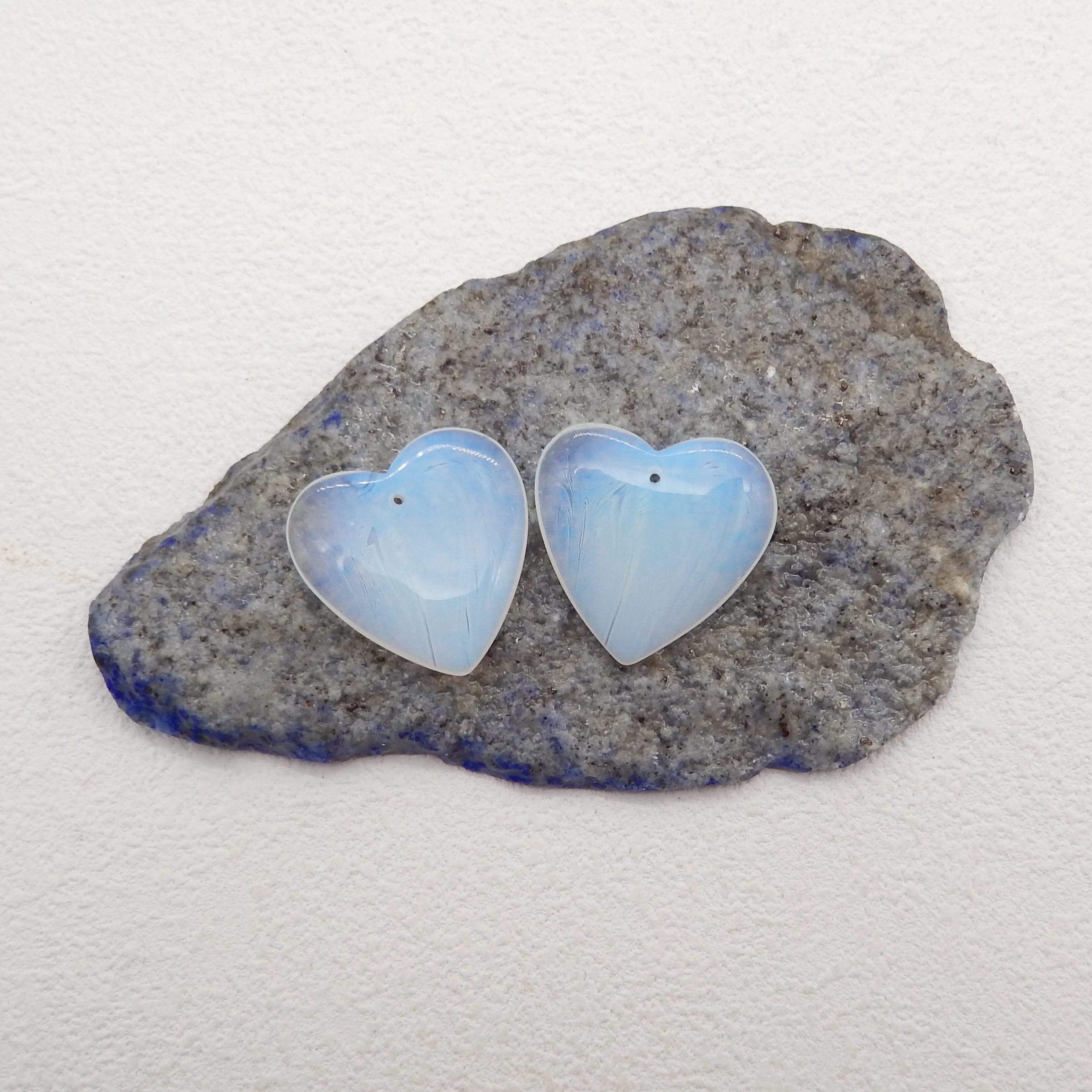 Semiprecious Stones Opalite Heart Shape Earring Bead,Handmade Jewelry Earrings Accessories For Women 24x4mm 7g