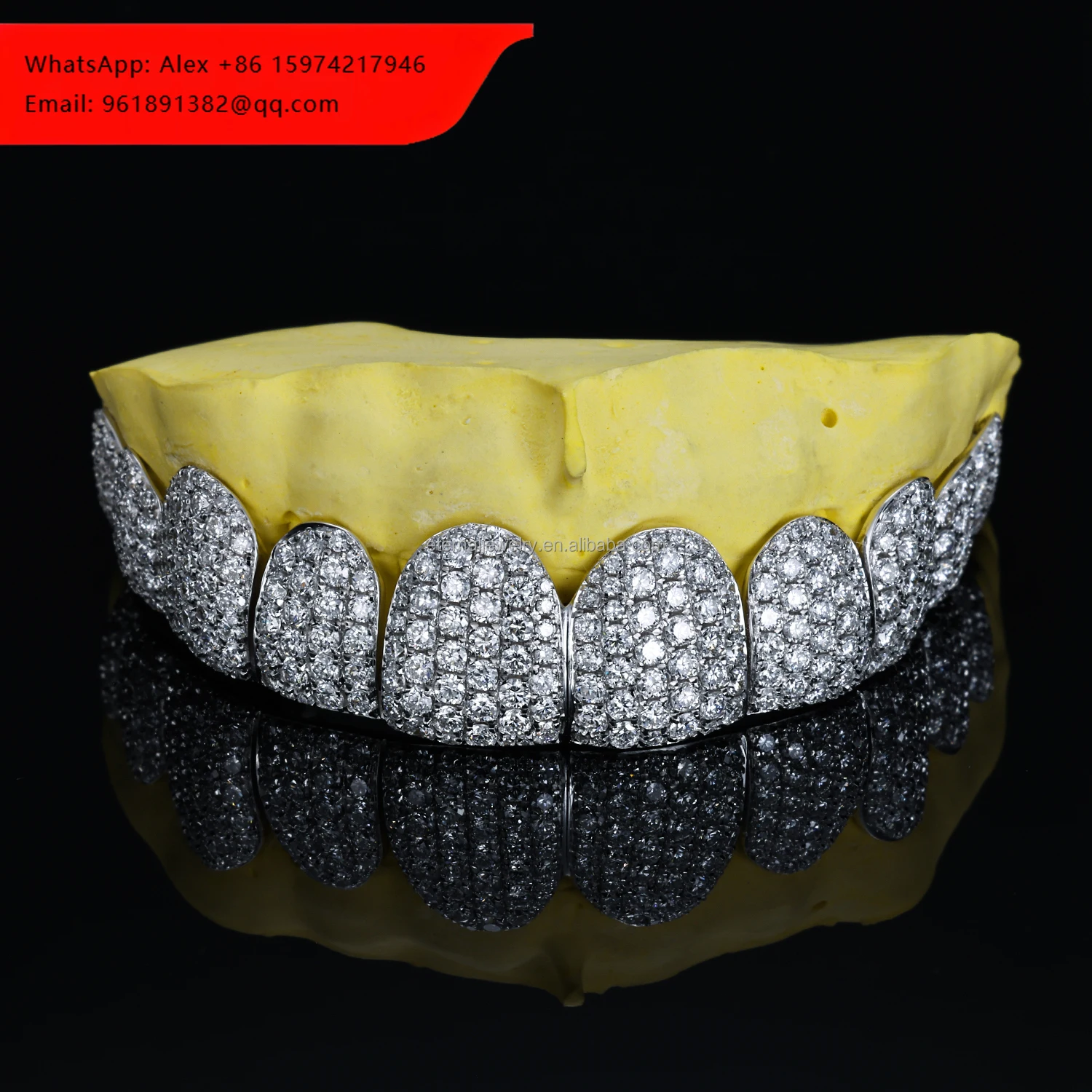 

Custom Grillz Bottom 10 S925 Silver Lab Diamond Perm Cut 10k 14k 18k Solid Gold Iced Out Honeycomb Setting Teeth Grillz