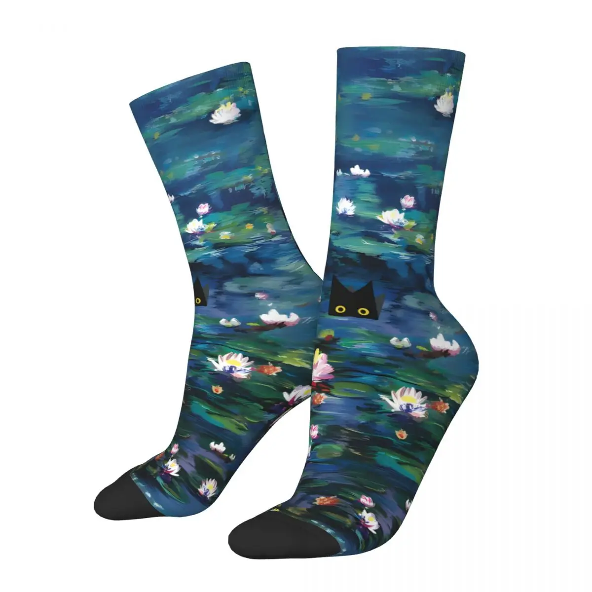 Claude Monet Water Lilies Monet Cat Sock Printed Man Polyester