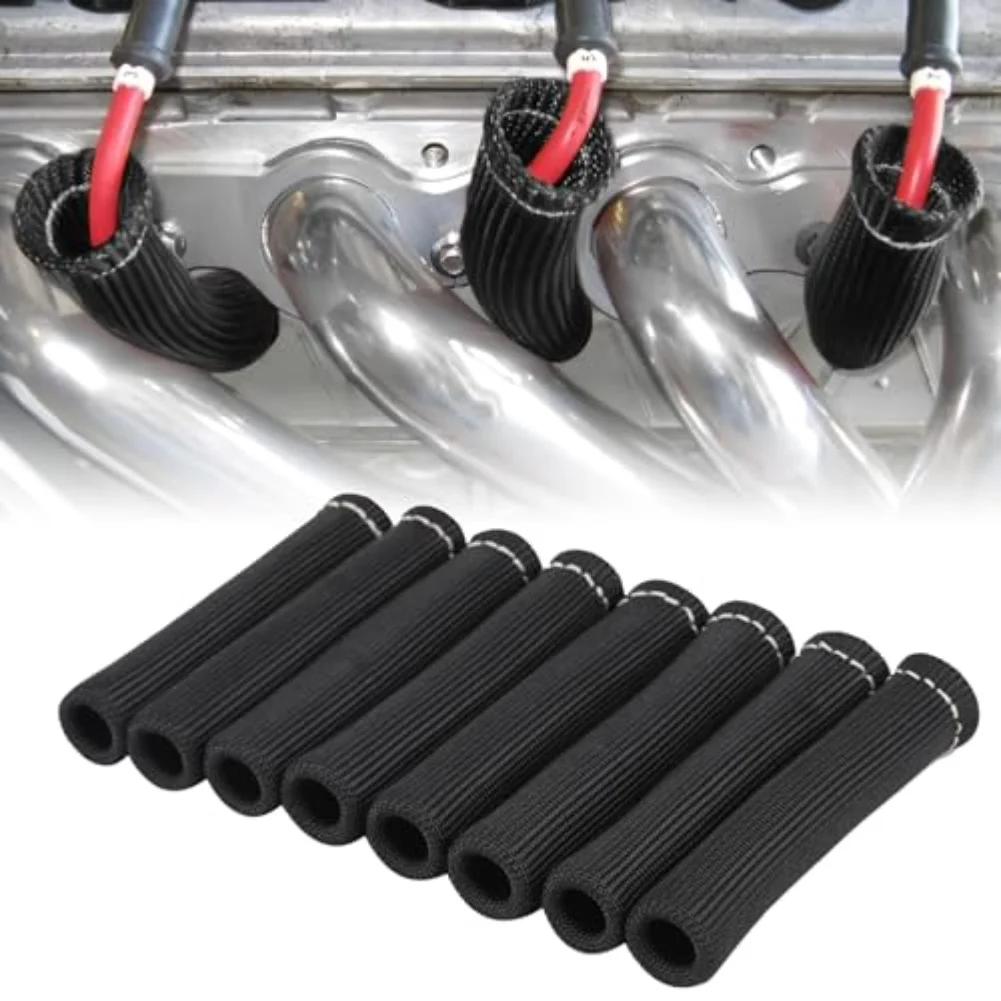 8개입 160MM 스파크 와이어 열 차단 슬리브 2500도 스파크 부트 보호 랩 6.3인치 자동차 엔진 액세서리
