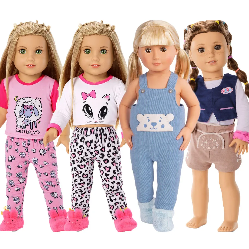 ตุ๊กตาเสื้อผ้า 4PCS 1/3BJD ชุด Multicolor Nightgown กระโปรงยาว Activewear ตุ๊กตายูนิคอร์นและตุ๊กตาเด็กอเมริกัน 18 นิ้วอุปกรณ์เสริม