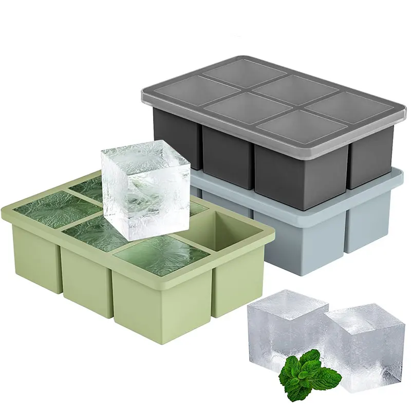 3-Pack Large Silicone Ice Cube Tray  with Lid Easy Release 2