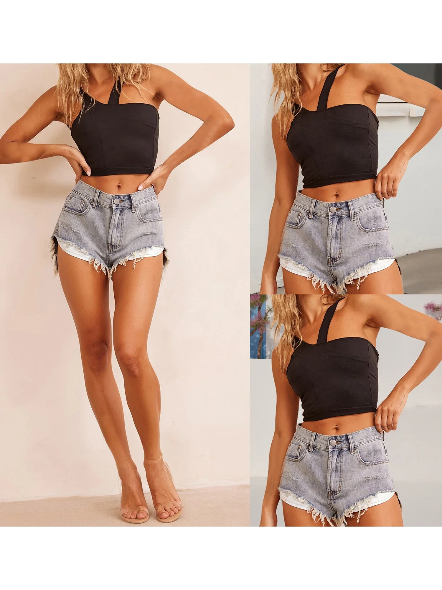 Pop Women S High Waist Ripped Shorts Vintage Frayed Hem Jean Short Pants For Summer Holiday Party Outdoor Wear