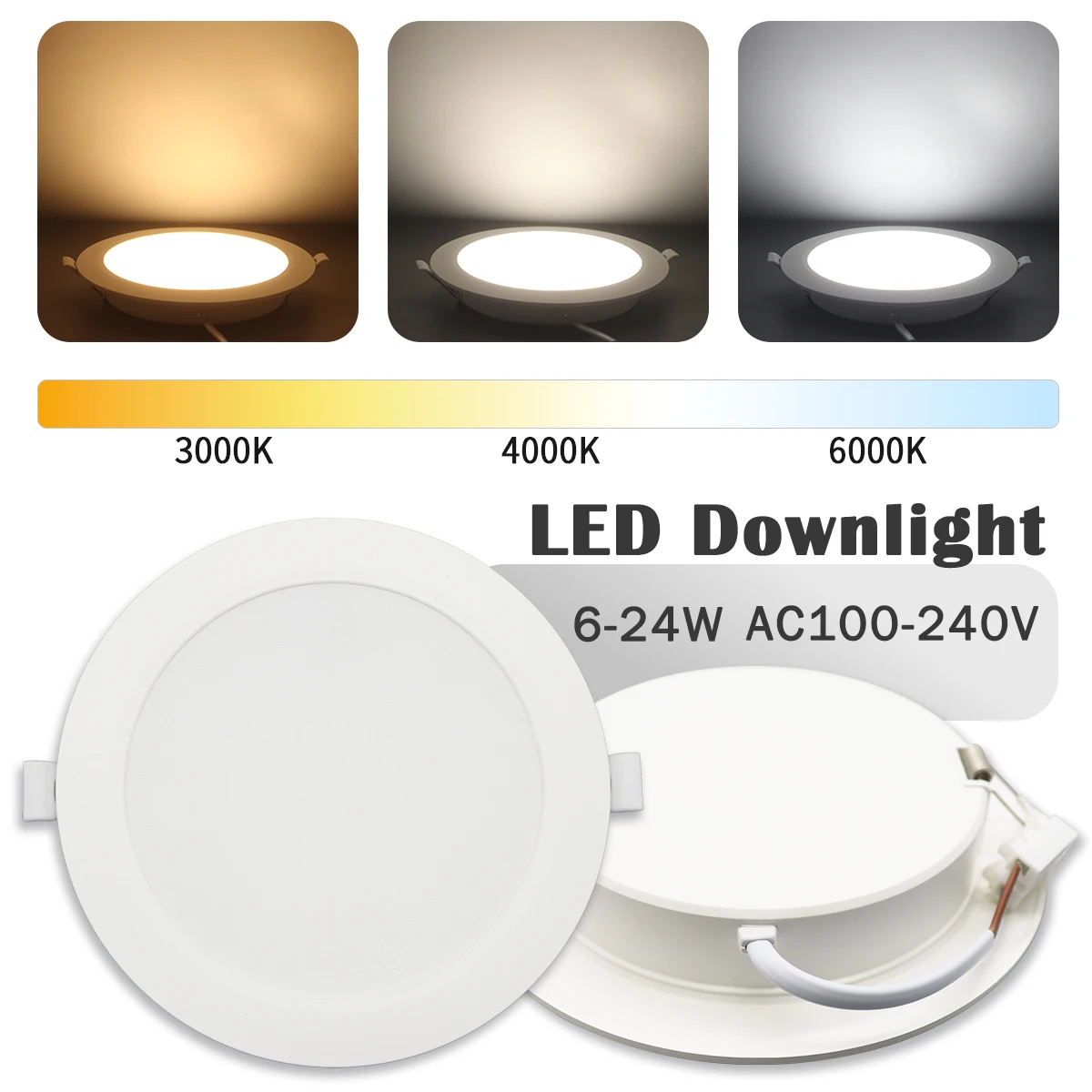 LED dark mounted ultra thin downlight sky lantern AC120V AC230V 6W-24W super bright warm white light suitable for kitchen study