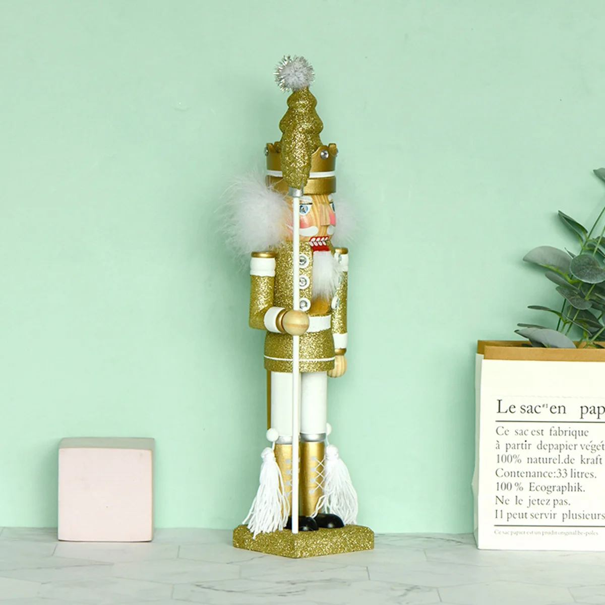 

ABRS-Wooden King Nutcracker Ornaments Christmas Decorations Wood Figurine Puppet Toys Decor