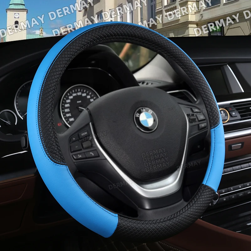 PU Leather Universal Car Steering-wheel Cover 38CM Car-styling Sport Auto Steering Wheel Covers Anti-Slip Automotive Accessories