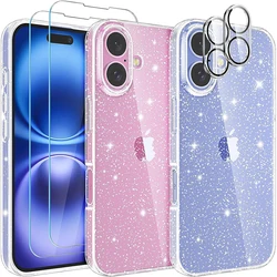 Camera Lens Protector Cover Glitter Case For iPhone 16 Pro Max 15 Plus 14 13 Mini 12 11 Protection Women Girls Phone Accessories