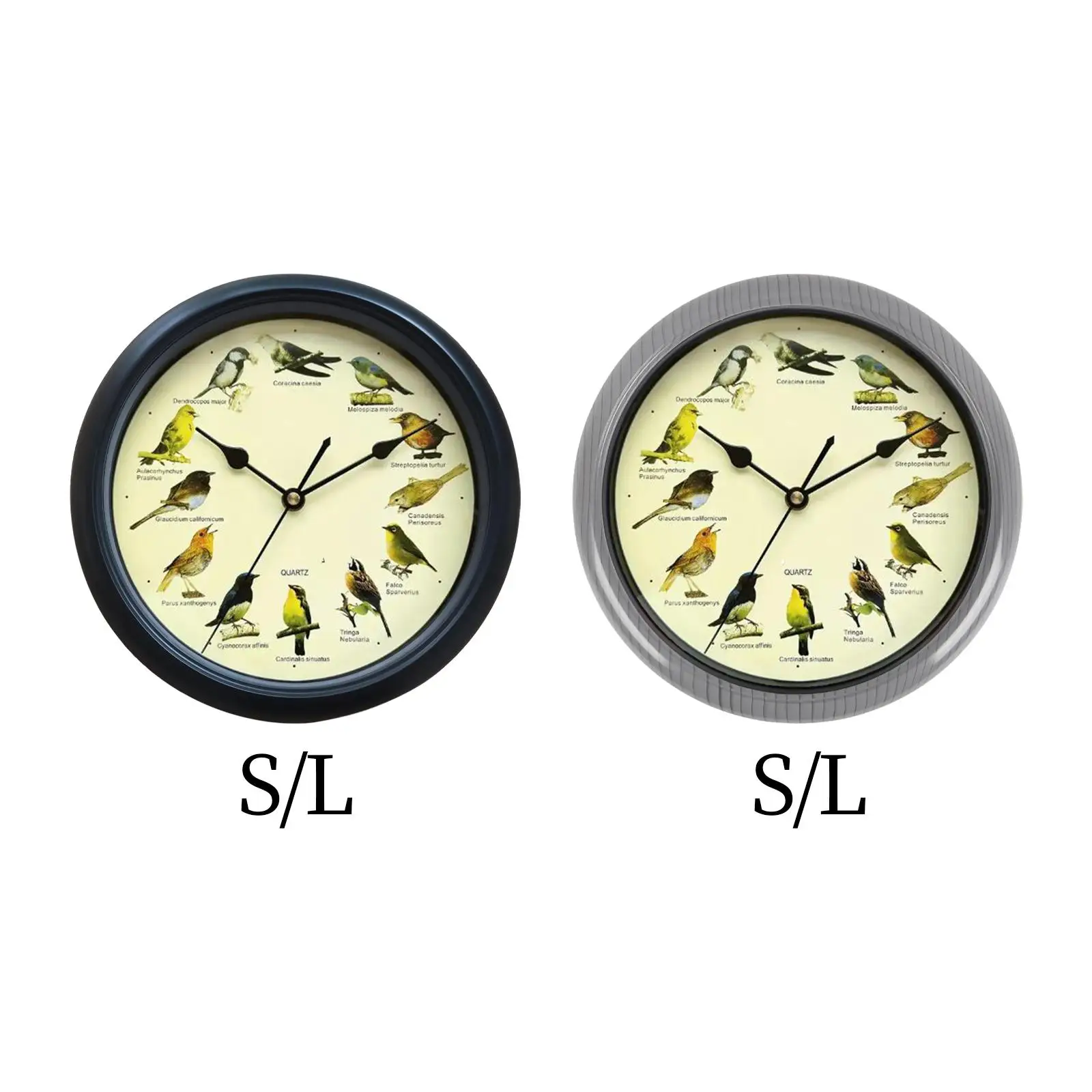 Wall Clock Decorative Musical Birds Sound Round Shape Low Noise Clock for Office Bedroom Kitchen Wall Decor