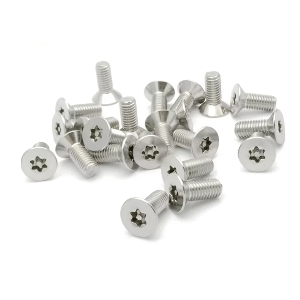 M2 M2.5 M3 M4 M5 304 Stainless Steel Six Lobe Torx Flat Countersunk Head Screw With Pin Tamper Proof Security Bolt Screws