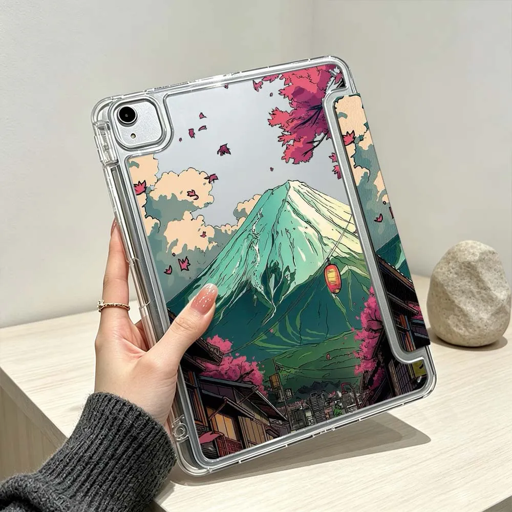 Cartoon Mt Fuji View Soft For iPad Pro Air mini 6 5 4 3 2 1 11th 10th 6th 5th M5 M4 M3 M2 9gen Foldable 3Y Tablet Case