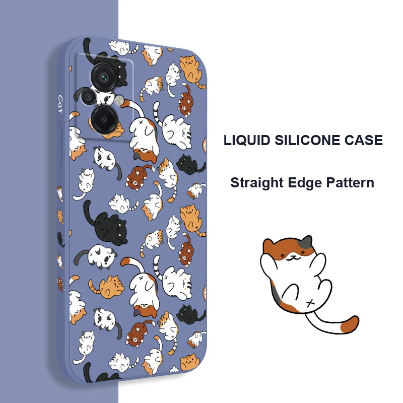 Cat Rolling Phone Case For Xiaomi Poco M6 X6 F6  M5 M5S F5 X5 F4 X4 M4 F3 X3 M3 F2 X2 Pro C40 4G 5G GT Liquid Silicone Cover