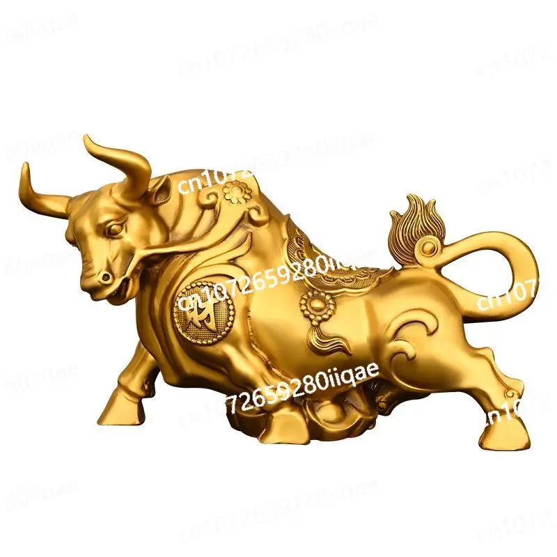 Feng Shui Copper Cow Ornament Inviting Wealth Fortune Cow Home Decor Wall Street Cow Home Sculptures