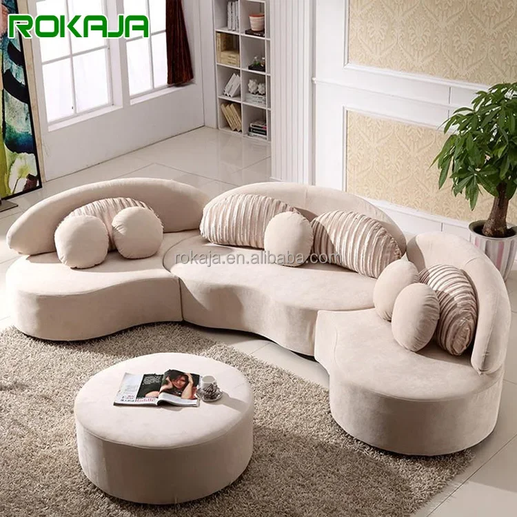 Simple Arc Fabric Sofa Modern Living Room Furniture 6 Seater Sofa Combination Semi-Circular Velvet Leisure Sofa