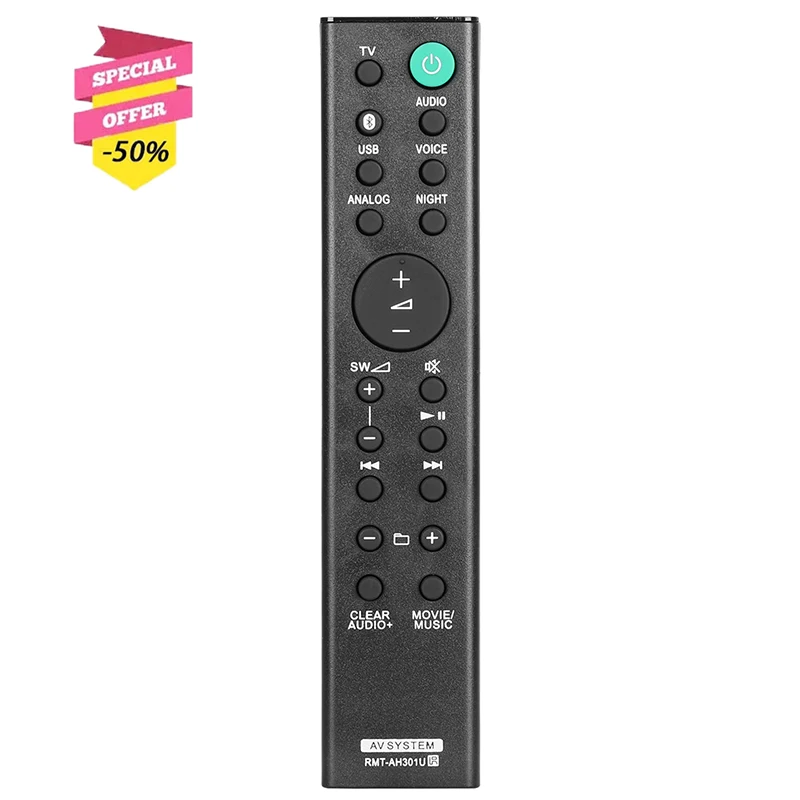 RMT-AH301U Remote Control For Sony Soundbar AV System HT-MT300 HT-MT301 HT-MT300/B HT-MT300/W SA-MT300 SA-MT301 SA-WMT300