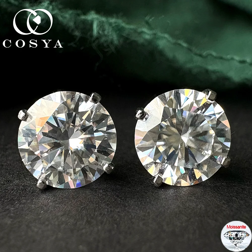 

COSYA 0.2-2CT Moissanite Stud Earrings for Women D Color VVS1 Lab Diamond 4 Prong 925 Sterling Silver 18K Gold Wedding Jewelry
