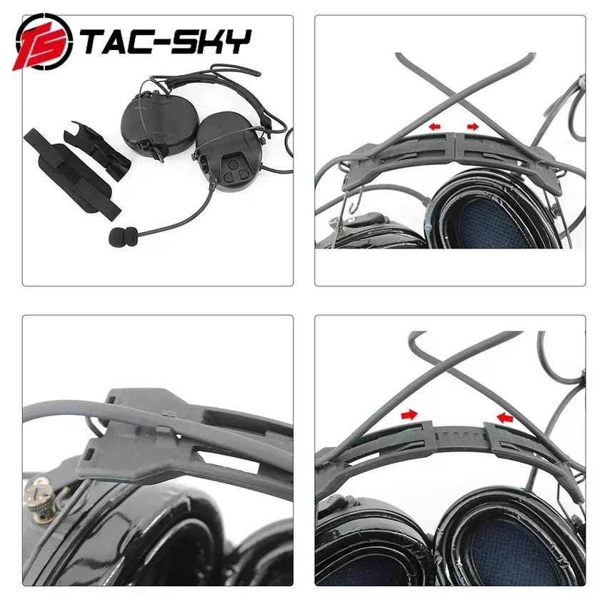 TS TAC-SKY Hearing Protection Silicone Earmuffs, Rear Headset Hunting Shooting Noise Canceling Tactical Headset +6-pin U94 PTT