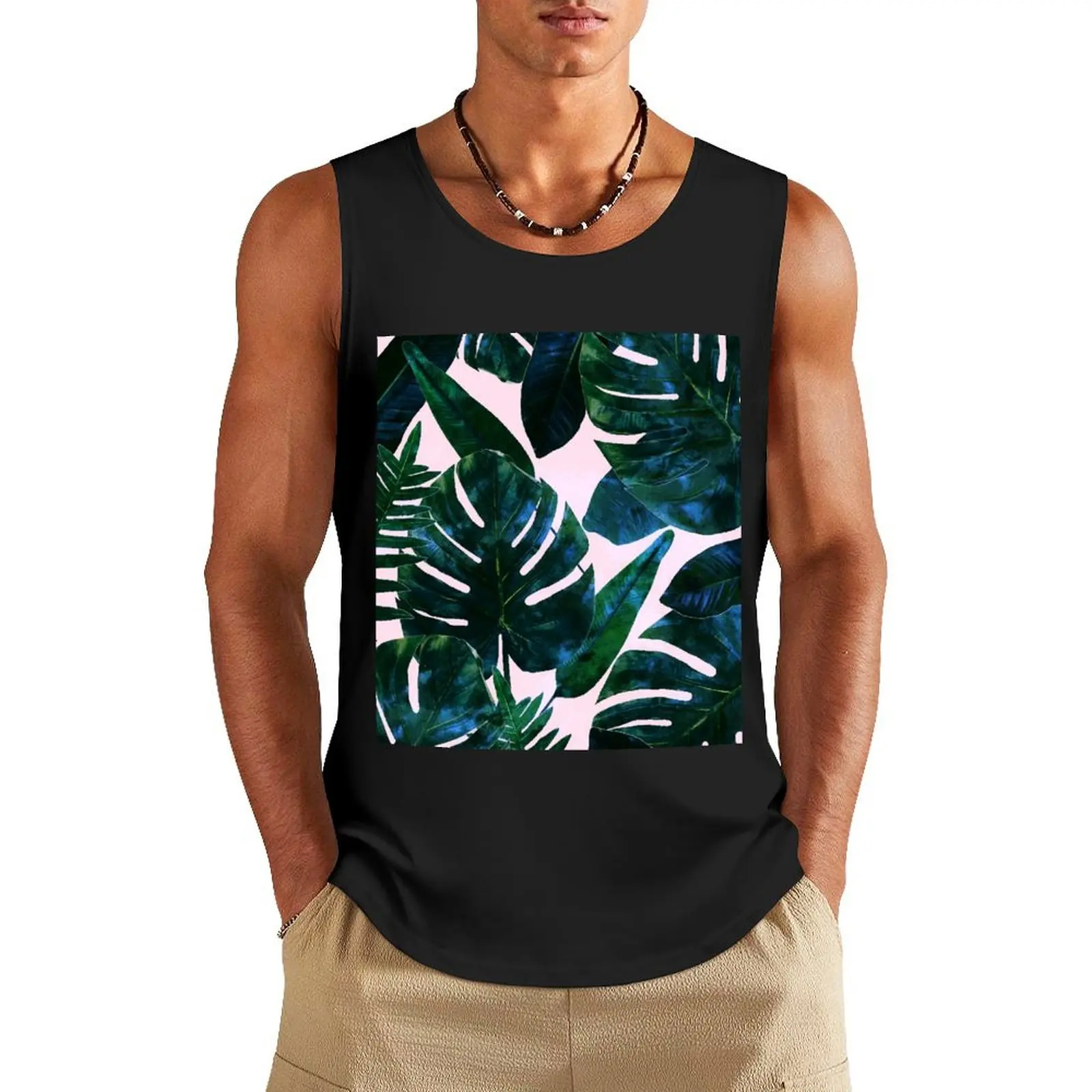 

Perceptive Dream Tropical Nature Botanical Plants Painting Palm Monstera Banana Leaves Jungle Tank Top Clothing Vest male