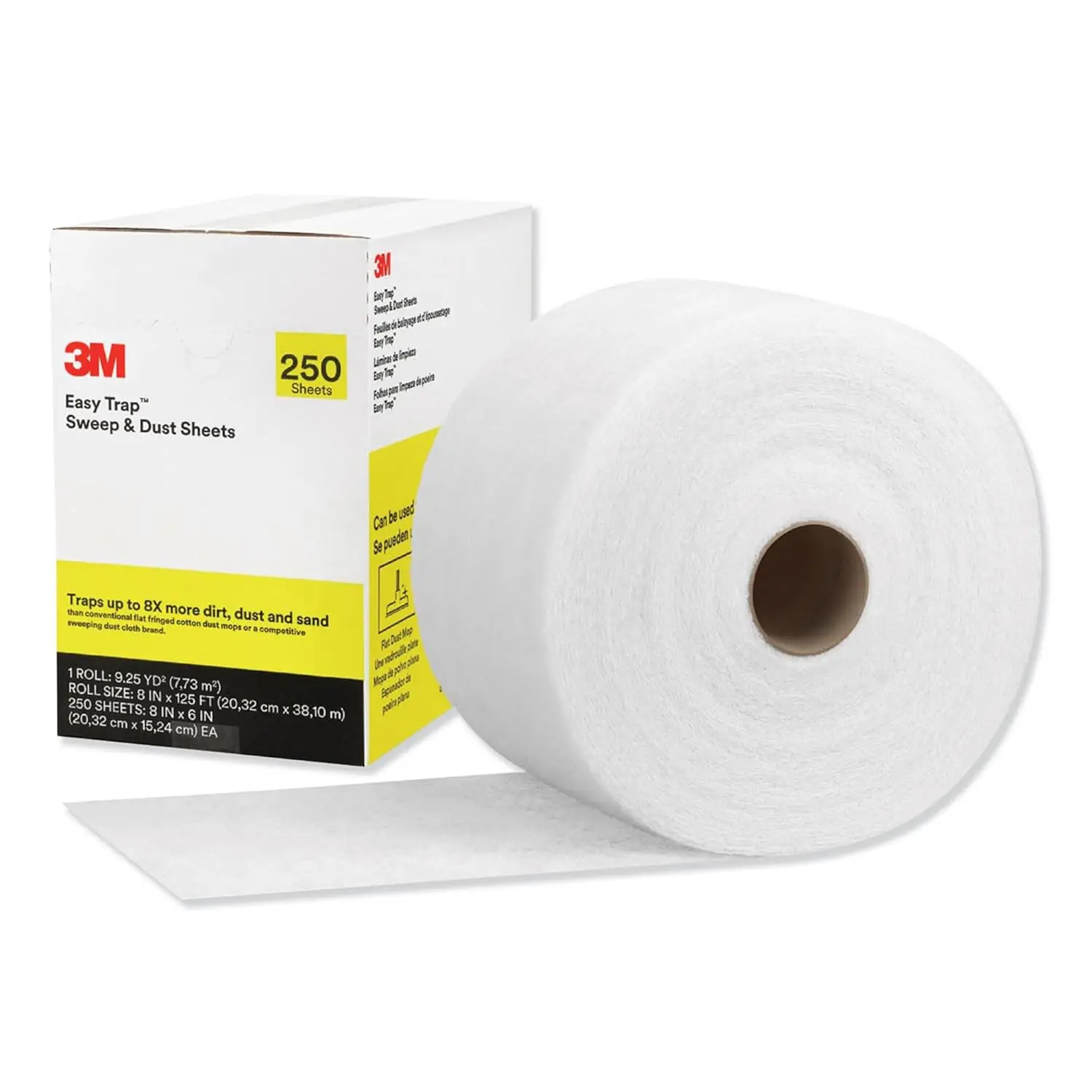 

Disposable Sweep and Dust Sheets, 250 Sheets per Roll, Picks Up More Dirt and Hair on Dry or Wet Floors