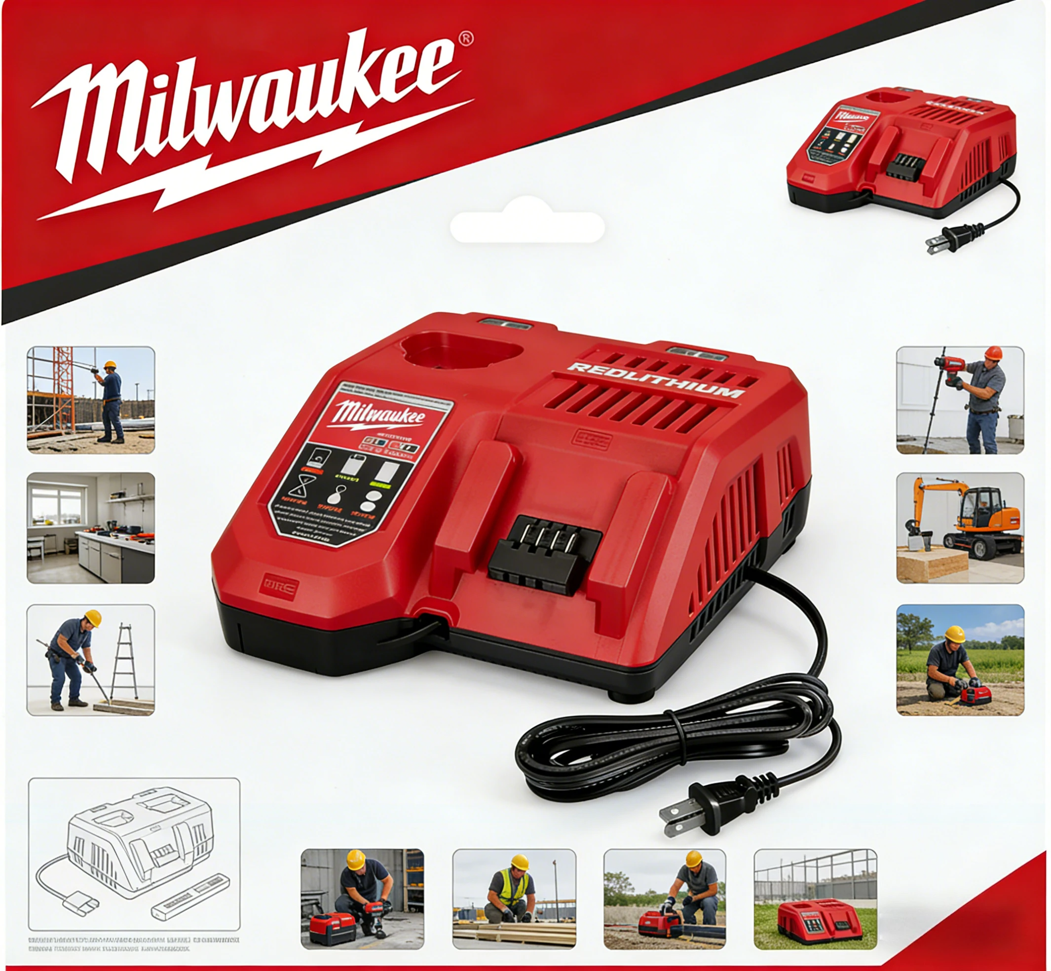 

Быстрое зарядное устройство для аккумуляторов Milwaukee M12-18C, 12В/18В, для литий-ионных аккумуляторов, подходит для беспроводных дрелей, пил, ударных шуруповертов