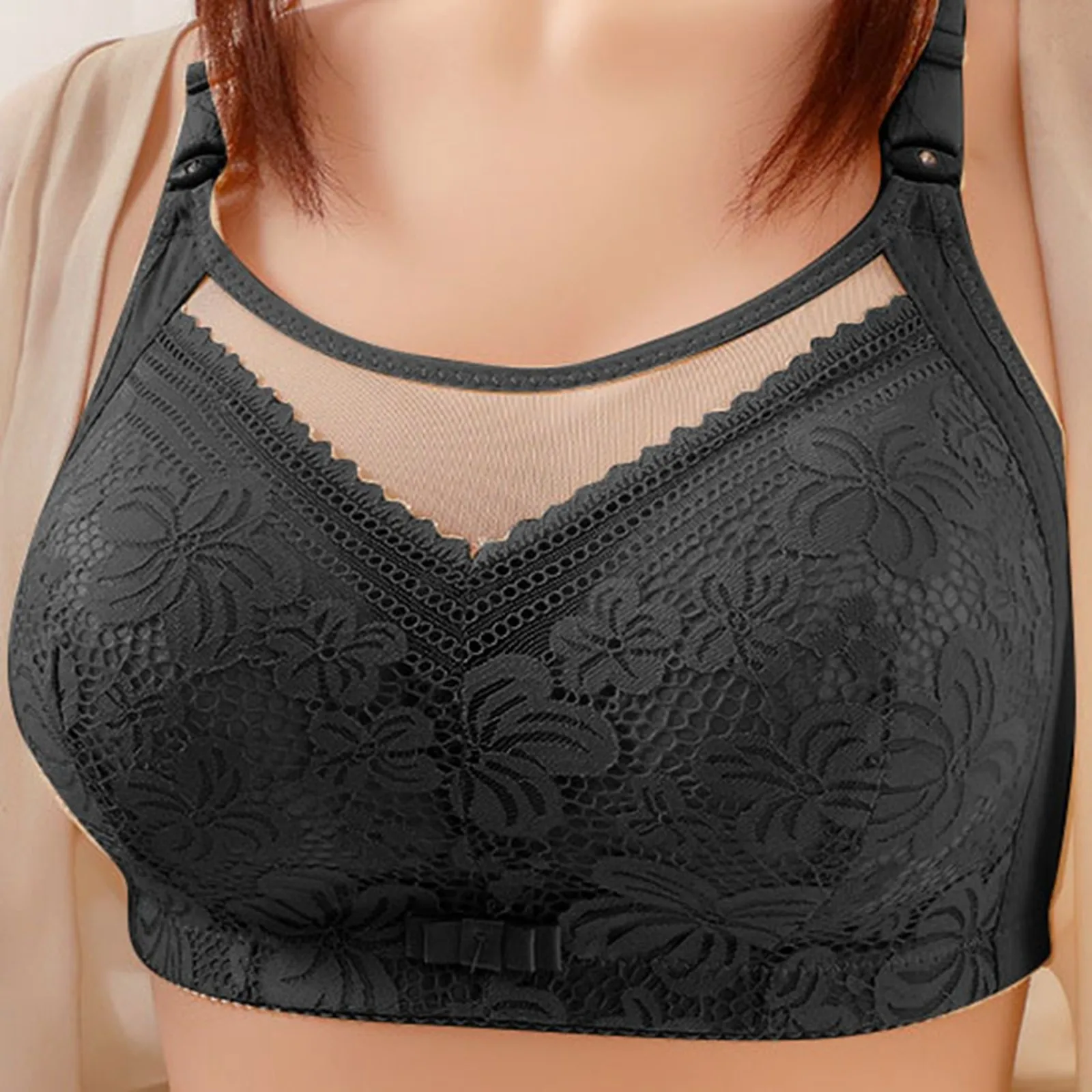 

Women's Large Size Without Steel Rings Comfortable And Breathable Gathered Lace Sexy Lingerie Large Womens Workout Sports Bras