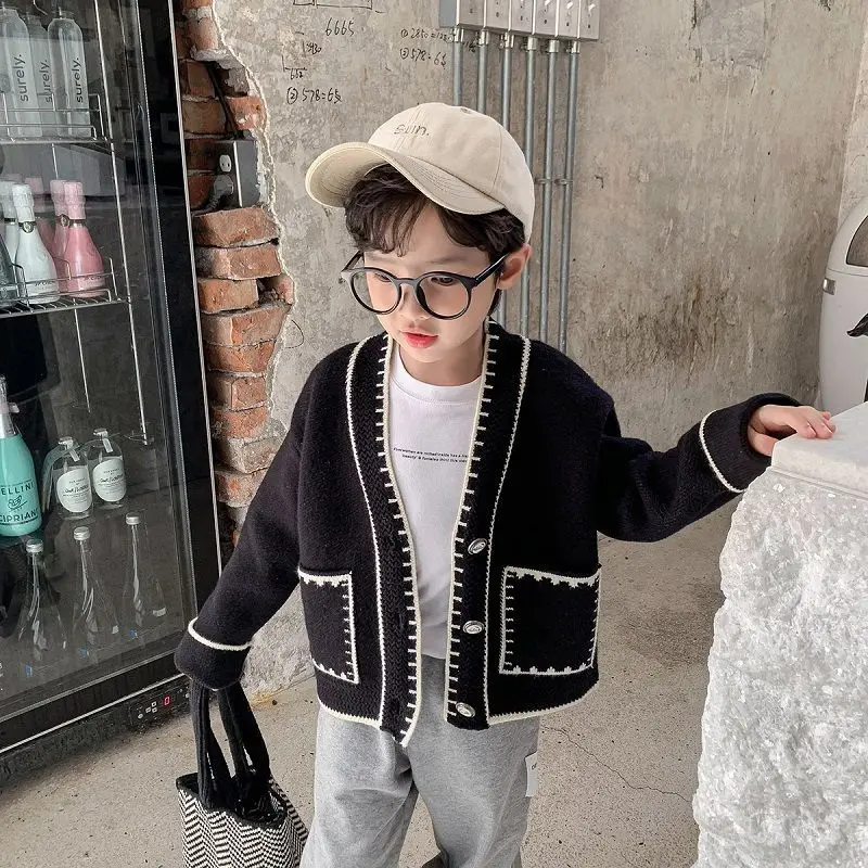 

2023 Fashion Style Boys Sweaters Kids Cardigans Spring Autumn Cotton Toddler Baby Boys Knitted Jacket Children Clothes F183