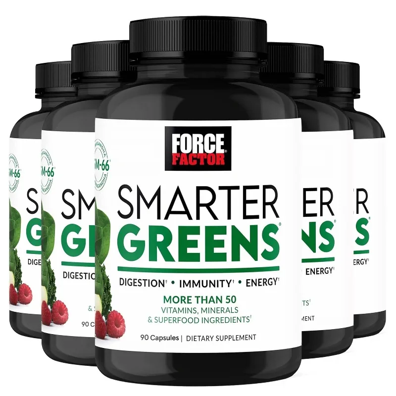 5 Bottles Smarter Greens Supplement with 25+ Superfoods -  Digestion and Gut Health, Metabolism, Relieve Stress and Fatigue