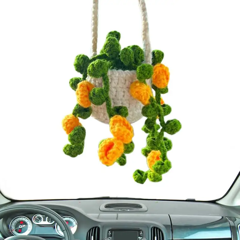 Plant Car Hanger Car Dashboard Ornaments Crochet Dashboard Ornaments Cute Car Accessories For Women And Plant Lovers Enhances