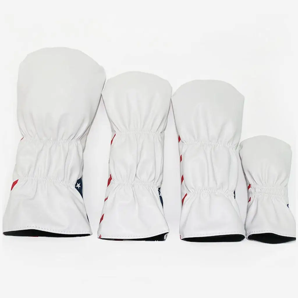 Hybrid Golf Cover PU Leather Waterproof Head Cover Golf Wood Driver and UT Sleeves Protector Set for USA Flag Design