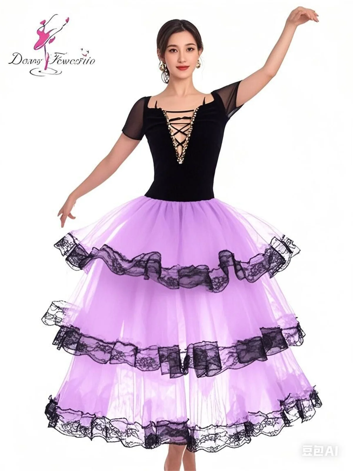 2026 Don Quixote Kinder-Wettbewerb, professionelles Performance-Kleid, spanischer Tanzrock für Erwachsene