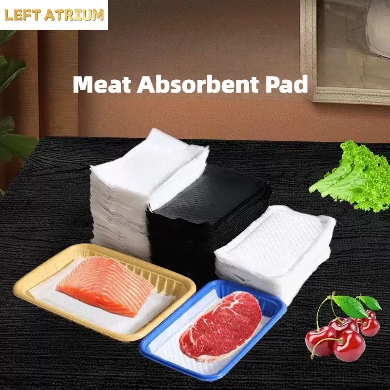 Fresh Food Water Absorbent Pads Fish Meat Blood Sucking Paper Disposable Rectangular Black White Fruit Mat Supermarket Dedicated