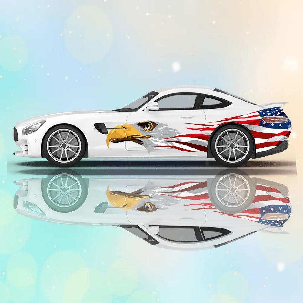 動物の頭蓋骨アメリカ国旗車ビニールラップデカール自己粘着 PVC ステッカートラック SUV 装飾自動車アクセサリーギフトに適しています