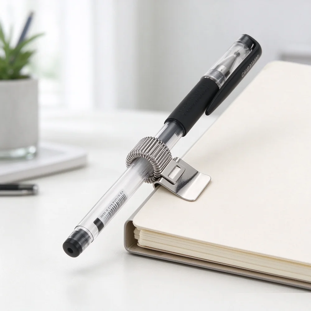 10pcs Compact Portable Stainless Steel Pen Holder Storage Clip for Nurse Doctor Teacher Student Notebook Clipboard Organizer