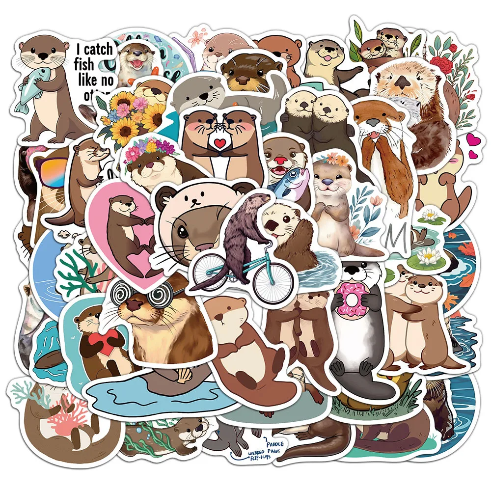 

10/50PCS Cartoon otter Waterproof Graffiti Sticker Aesthetic Scrapbook Decorative Luggage Laptop Phone Guitar Toys Stickers