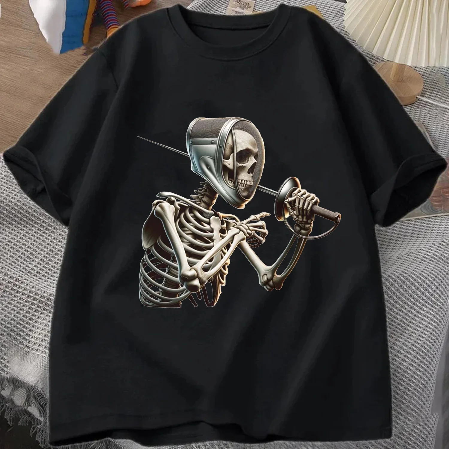 Gothic Fencing Coach Halloween Sports T Shirt Summer Men's Trucksuit Round Neck Short Sleeve Top Casual Cotton Casual Sportswear