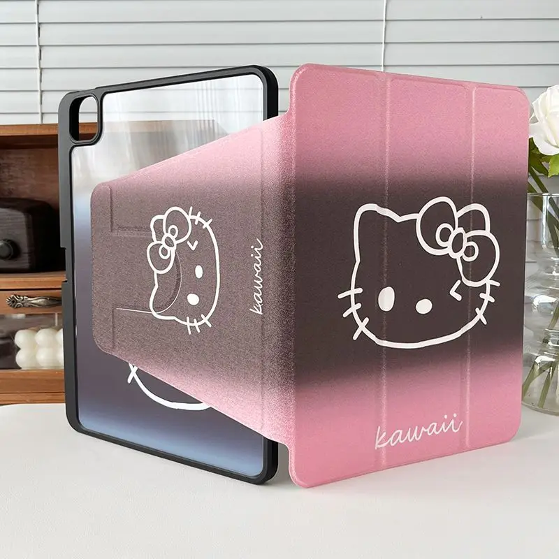 

Kawaii Hello Kitty Protective Case For iPad 9th 10th Generation Pro 2020 11 Inch Mini 6 Air 4 5 Tri-fold Rotation Sanrio Cover