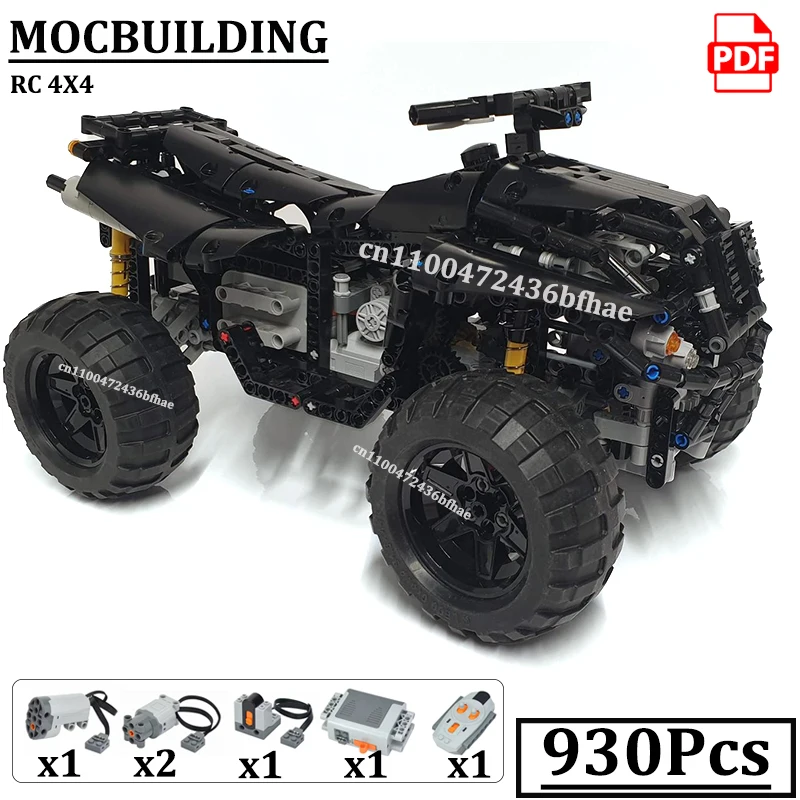 

Моторизованная модель автомобиля ATV 4x4 MOC, здания, радиоуправляемый внедорожник, строительные игрушки, подарок