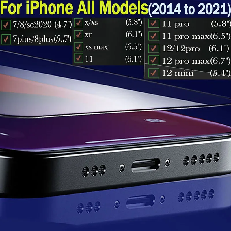 3 قطعة مكافحة الأشعة الزرقاء ضوء الزجاج المقسى آيفون 11 12 13 14 15 16 برو ماكس 16E XR XS ماكس 6S 7 8 زائد حامي الشاشة