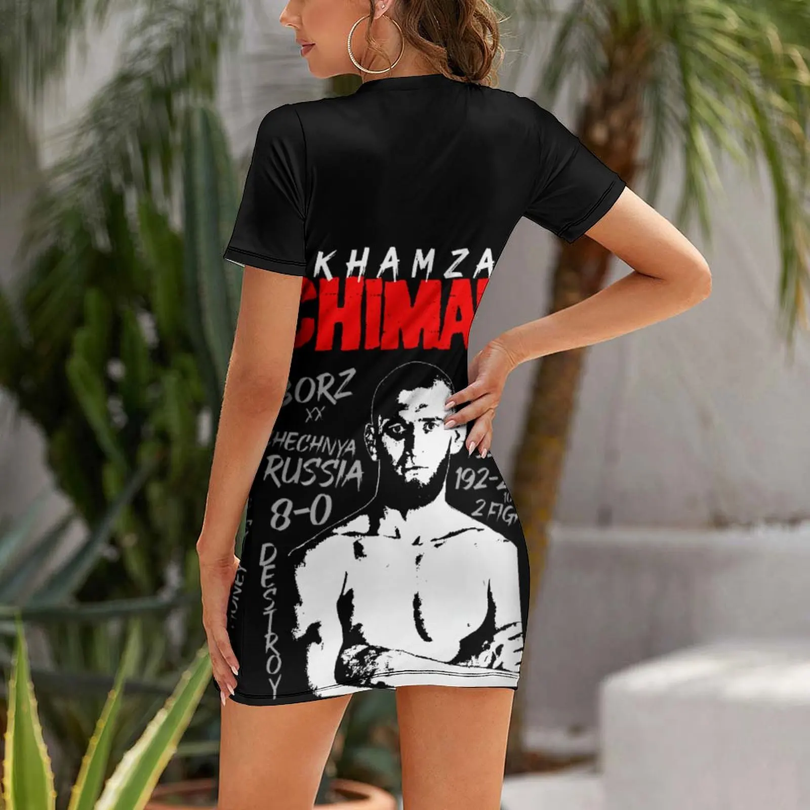 Sexy Khamzat Destroy Chimaev Short Sleeved Dress Funny Geek Cocktails  Woman's Dress The Dress Novelty