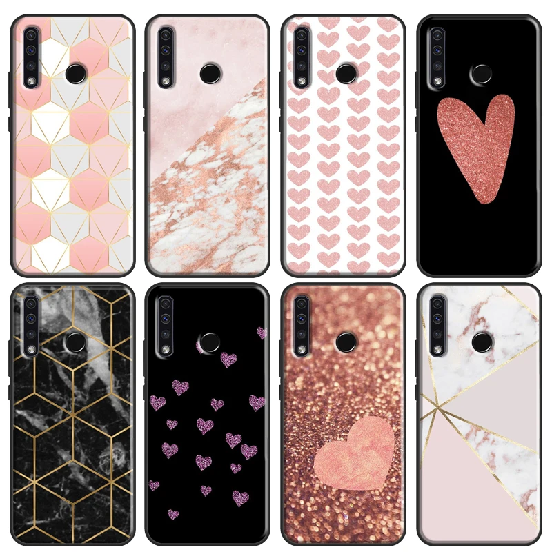 Gold Rose Glitter Pink Love Soft For Huawei Honor 7C 4C 6C 7A Pro 8 9 10 20 10X Lite 8A 9A 8S 7S 6X 9X 8X 10i Case