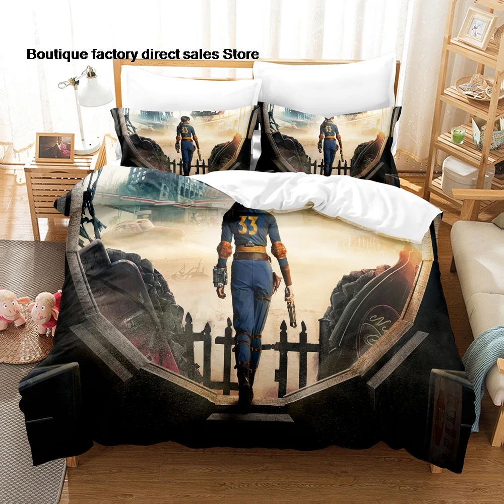 Fallout Vault 33 Bedding Set Single Twin Full Queen King Size Bed Set Adult Kid Bedroom Duvetcover Sets Anime parure de lit Bed