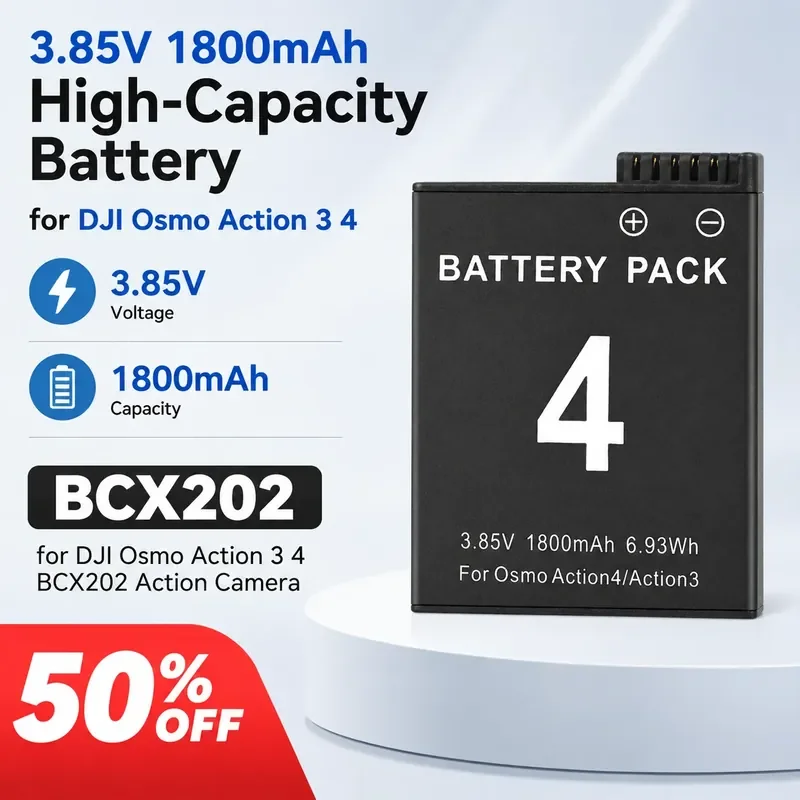

3.85V 1800mAh High-Capacity Battery for DJI Osmo Action 3 4 BCX202 Action Camera Fast Shipping In Stock