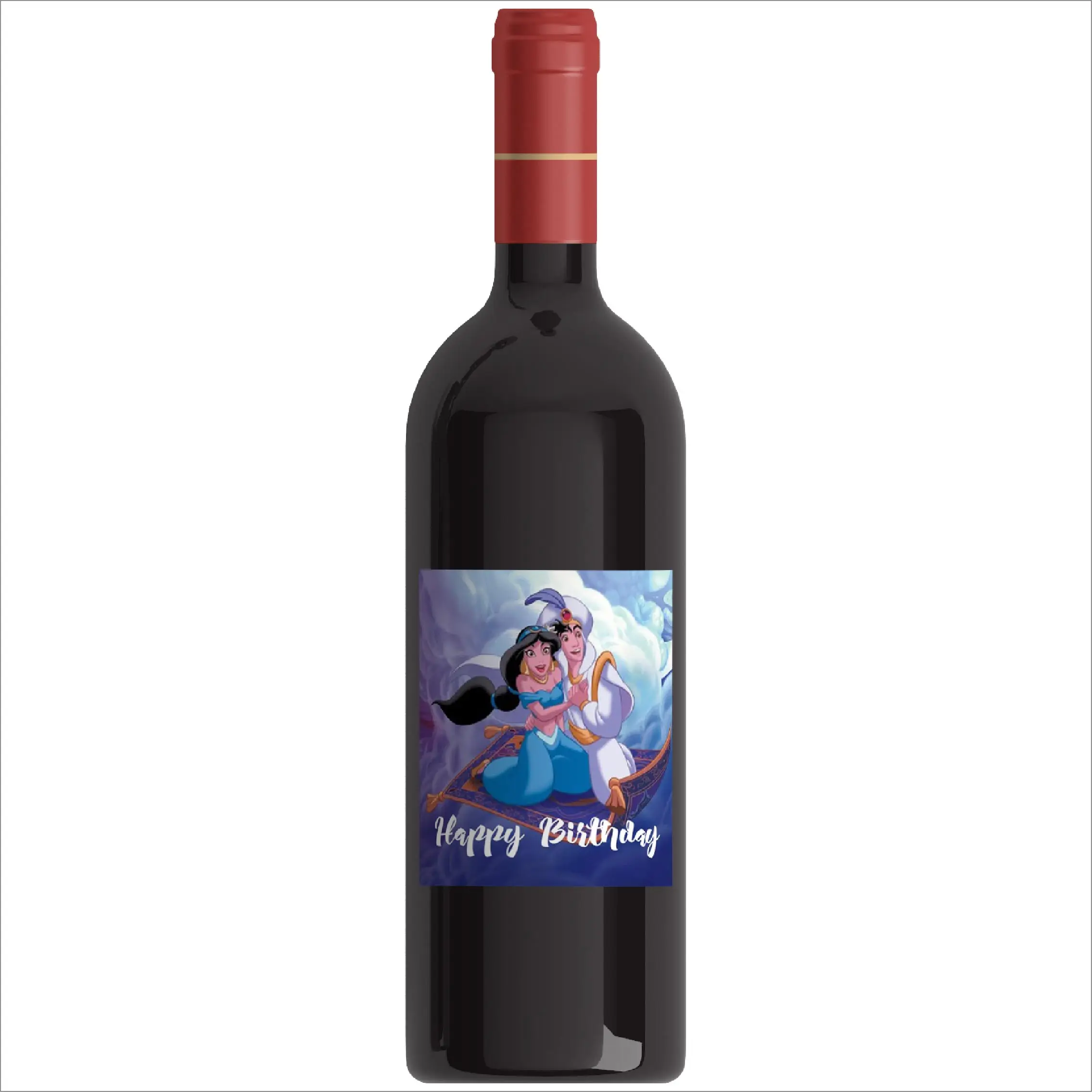 6pcs Customizable Aladdin Jasmine Theme Wine Bottle Stickers Birthday Party Baptism Baby Shower Gift Disney Decorate Labels