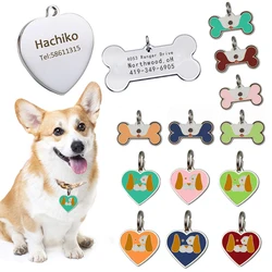 Ciondolo creativo per animali domestici Lettering medaglietta per cani a forma di cuore collana per cani con osso Anti-perso portachiavi in metallo carino