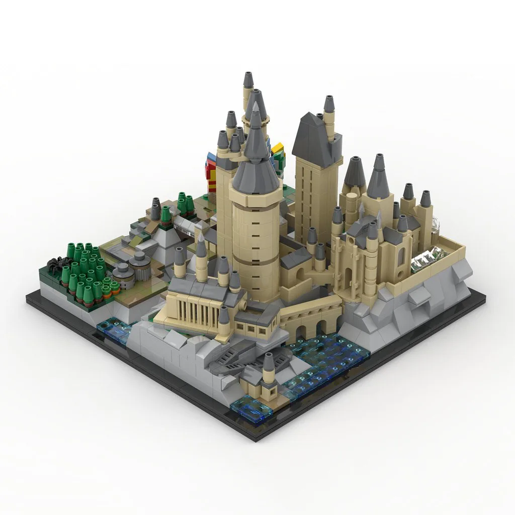 MOC-Castle Architecture Building Blocks para Crianças, Brinquedo Modelo Montado, Castelo Escolar, Presentes de Aniversário de Tijolo DIY, 1347PCs