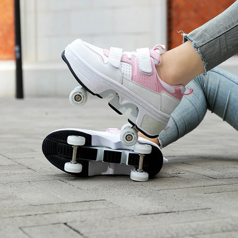 Roller Skates for Kids and Women 4 Wheel Shoes Adult Roller Skates Runaway Parkour Deformation Youth Gift