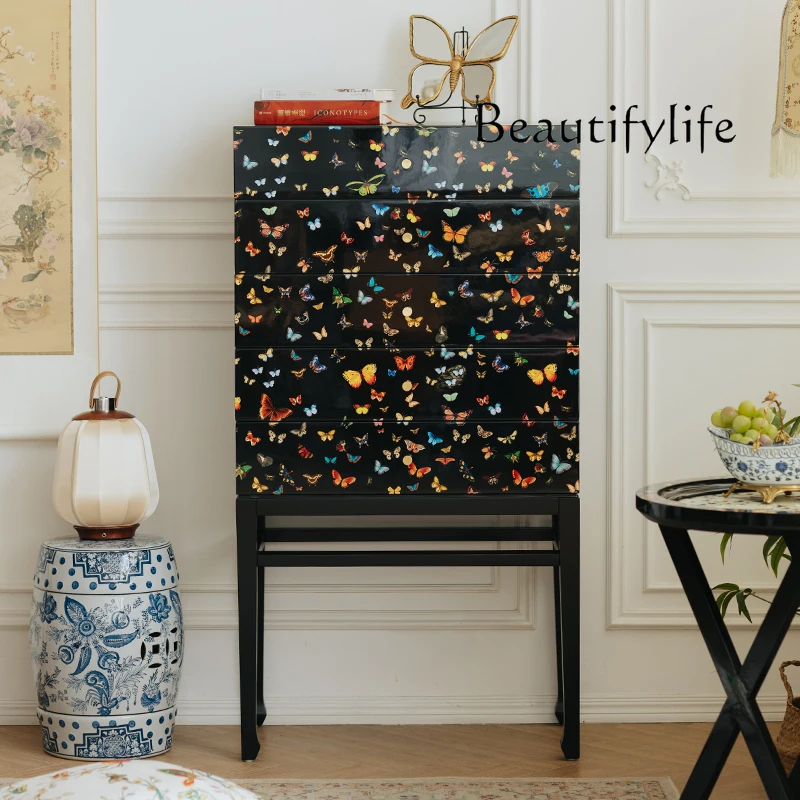 

Zhuang Zhou Xiaomeng chest of drawers French retro storage cabinet bedroom solid wood drawer storage cabinet
